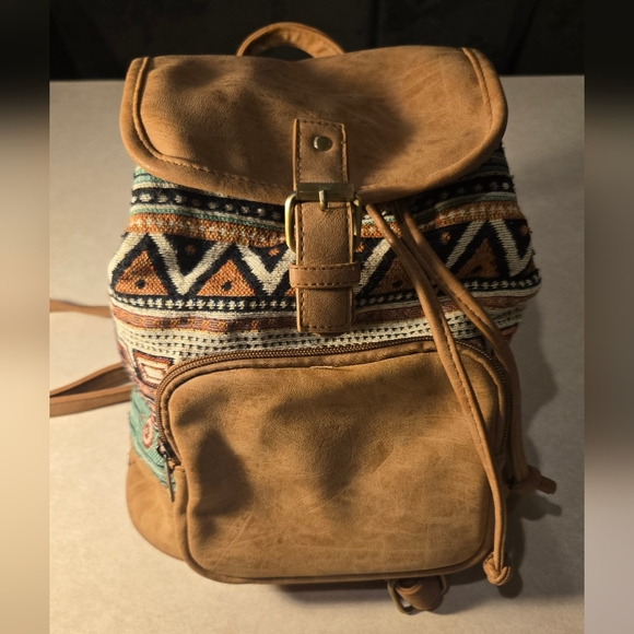Brown Patterned Backpack - Picture 1 of 7